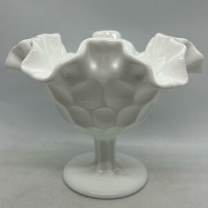 Vintage Fenton Thumbprint Milkglass Compote